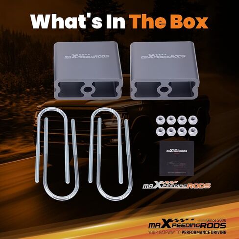 maXpeedingrods Universal 4" Lowering Block Kit, Leaf Spring Aluminum Drop Kit with U-Bolts in Kuwait
