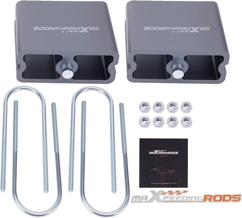maXpeedingrods Universal 4" Lowering Block Kit, Leaf Spring Aluminum Drop Kit with U-Bolts in Kuwait