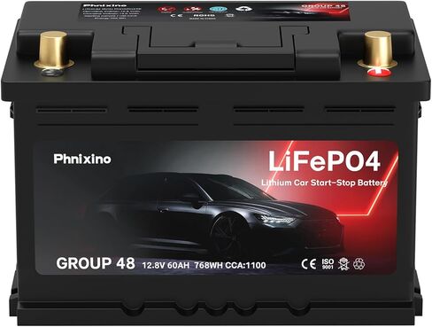بطارية سيارة ليثيوم مقاس 12 فولت BCI Group 47 H5 من PX، سيارات LiFePO4، بدء وإيقاف 512WH 600CCA، 9.6 بوصة طول × 6.9 بوصة عرض × 7.75 بوصة ارتفاع in Kuwait