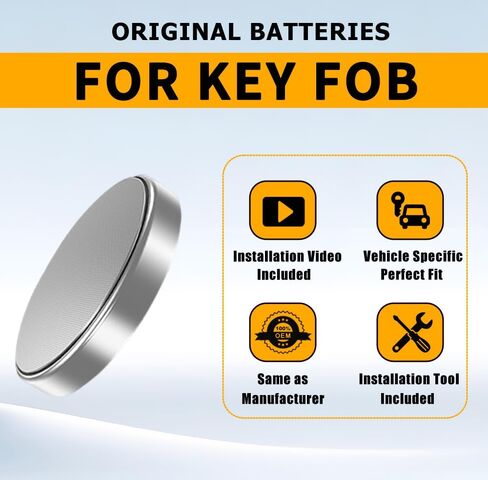 استبدال بطاريات Key Fob CR2032 لسلاسل مفاتيح السيارة - ملاءمة عالمية - يتضمن دليل التثبيت (عبوتان) in Kuwait