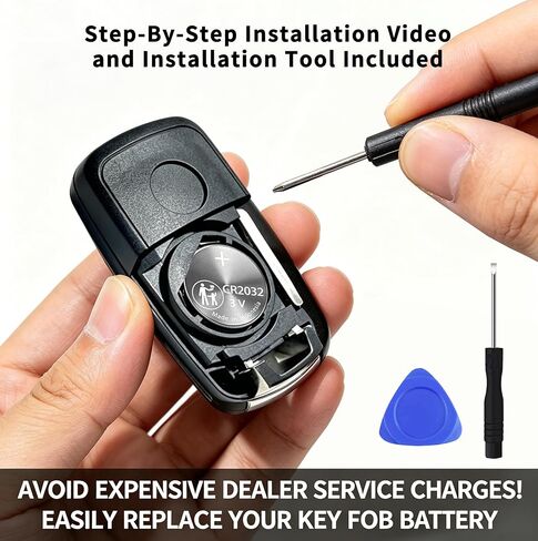 استبدال بطاريات Key Fob CR2032 لسلاسل مفاتيح السيارة - ملاءمة عالمية - يتضمن دليل التثبيت (عبوتان) in Kuwait