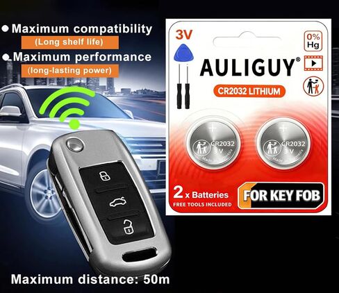 استبدال بطاريات Key Fob CR2032 لسلاسل مفاتيح السيارة - ملاءمة عالمية - يتضمن دليل التثبيت (عبوتان) in Kuwait
