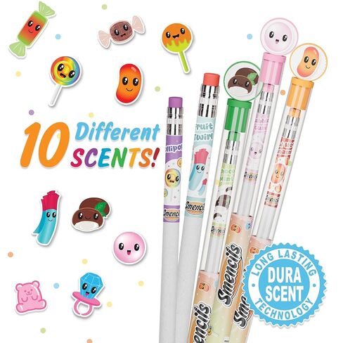 أسطوانة Candy Counter Smencils - أقلام الرصاص المعطرة HB #2، عدد 50، هدايا للأطفال، هدايا الحفلات، مكافآت الفصل الدراسي in Kuwait