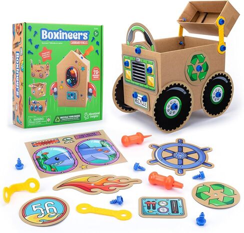 Educational Insights Boxineers Cardboard Vehicles - Creative Craft Supplies for Kids Projects, Cardboard Tools for Kids, DIY Fine Motor Activities, Kids Crafts and STEM Construction Kits in Kuwait