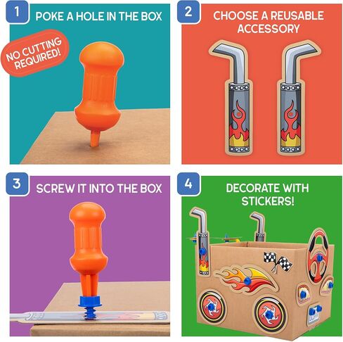 Educational Insights Boxineers Cardboard Vehicles - Creative Craft Supplies for Kids Projects, Cardboard Tools for Kids, DIY Fine Motor Activities, Kids Crafts and STEM Construction Kits in Kuwait