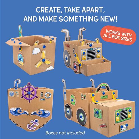 Educational Insights Boxineers Cardboard Vehicles - Creative Craft Supplies for Kids Projects, Cardboard Tools for Kids, DIY Fine Motor Activities, Kids Crafts and STEM Construction Kits in Kuwait