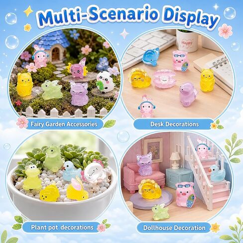 100p Mini Glow in The Dark Resin Animals Blind Bags, Mystery Miniature Animals Figures for Kids & Adults Party Favors, Classroom Rewards and Fairy Garden Micro-Landscape Decor in Kuwait