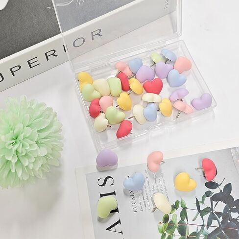 35 Pcs Cute Heart Push Pins,Colorful Fun Push Pins for Bulletin Board/Cork Board Decorative Thumb Tacks for Wall Fix Maps Photos Home Offices Schools Supplies(7 Colors) in Kuwait