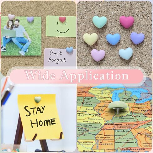 35 Pcs Cute Heart Push Pins,Colorful Fun Push Pins for Bulletin Board/Cork Board Decorative Thumb Tacks for Wall Fix Maps Photos Home Offices Schools Supplies(7 Colors) in Kuwait