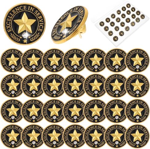 30 Pcs Employee of The Month Lapel Pins Excellence in Service Employee of The Month Pin Metal Gold Star Pins Brooch Motivational Performance End of Year Reward Gifts for Staff Team Volunteer in Kuwait