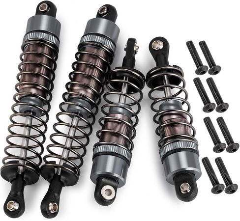 Que-T 4pcs RC Shocks Metal Suspension Shock Dampers 70mm Front Shock 95mm Rear Shock Absorber for 1/10 Tamiya TT02B RC Car (Titanium) in Kuwait