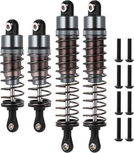 Que-T 4pcs RC Shocks Metal Suspension Shock Dampers 70mm Front Shock 95mm Rear Shock Absorber for 1/10 Tamiya TT02B RC Car (Titanium) in Kuwait