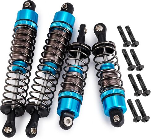 Que-T 4pcs RC Shocks Metal Suspension Shock Dampers 70mm Front Shock 95mm Rear Shock Absorber for 1/10 Tamiya TT02B RC Car (Titanium) in Kuwait