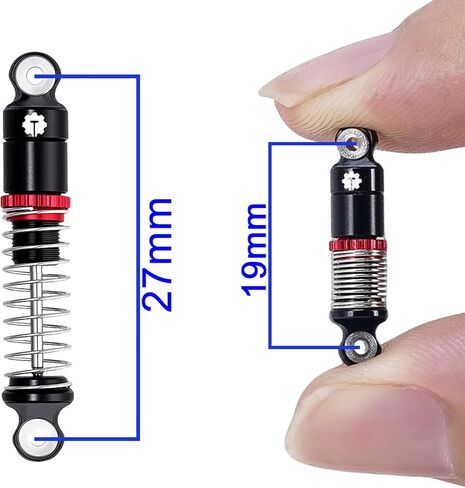 4PCS Aluminum 27mm Shock Absorber Damper Set for Axial SCX30 1/30 RC Crawler Car Upgrades,Black in Kuwait