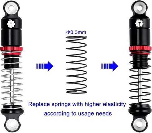 4PCS Aluminum 27mm Shock Absorber Damper Set for Axial SCX30 1/30 RC Crawler Car Upgrades,Black in Kuwait
