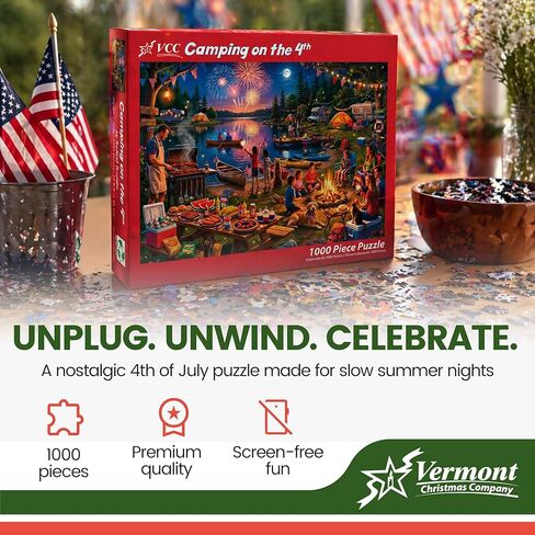 VCC 1000 Piece Jigsaw Puzzle for Adults - 4th of July Puzzle, Random Cut Interlocking Pieces, Premium Thick Puzzle Board, Tight Snap Fit, 26.6" x 19.25" in Kuwait