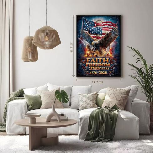 250th Anniversary American Flag Puzzle, Bald Eagle Liberty Patriotic Puzzles 1000 Pieces, USA Freedom Cross Vintage Jigsaw Puzzle for Adults in Kuwait