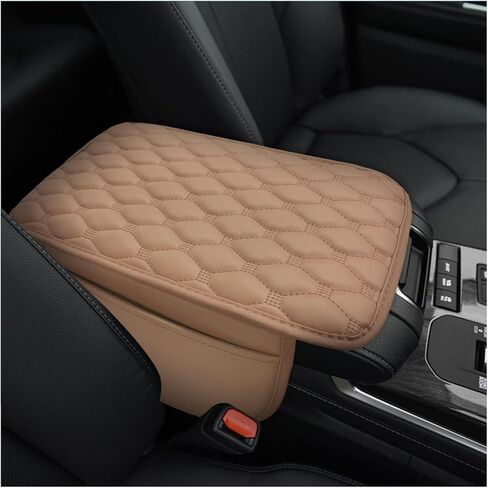 Sun Walker Car Center Console Cover, Waterproof Car Armrest Seat Box Cushion Pad with 2 Side Storage Pockets, Comfortable Soft Leather Middle Console Cover Protector for Most Vehicles (Black) in Kuwait