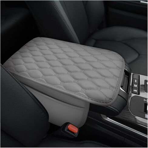 Sun Walker Car Center Console Cover, Waterproof Car Armrest Seat Box Cushion Pad with 2 Side Storage Pockets, Comfortable Soft Leather Middle Console Cover Protector for Most Vehicles (Black) in Kuwait