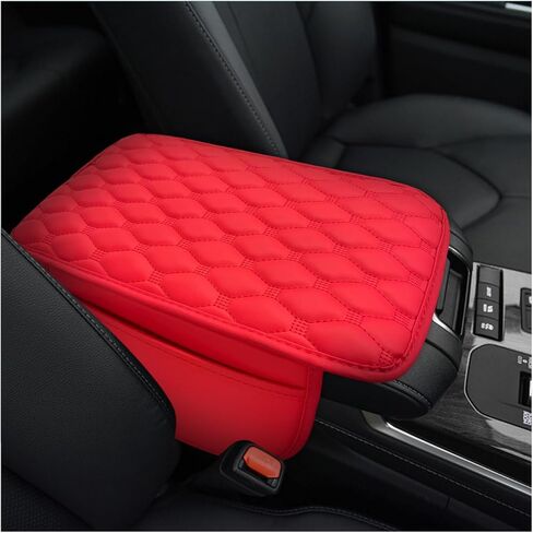 Sun Walker Car Center Console Cover, Waterproof Car Armrest Seat Box Cushion Pad with 2 Side Storage Pockets, Comfortable Soft Leather Middle Console Cover Protector for Most Vehicles (Black) in Kuwait