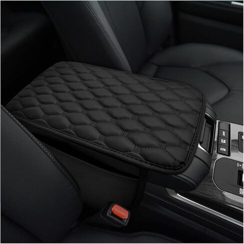 Sun Walker Car Center Console Cover, Waterproof Car Armrest Seat Box Cushion Pad with 2 Side Storage Pockets, Comfortable Soft Leather Middle Console Cover Protector for Most Vehicles (Black) in Kuwait
