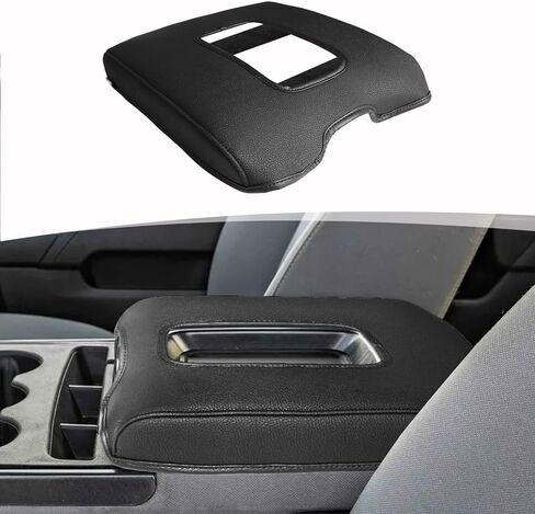 Center Console Armrest Cover for 2014-2018 Chevy Chevrolet Silverado/GMC Sierra 1500 2500 3500, PU Leather Middle Console Lid Protector Arm Rest Cushion Anti-Scratch Thick Pad, Black(Jump Seat Only) in Saudi Arabia
