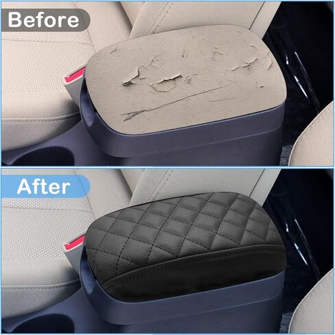 QianBao متوافق مع Hyundai Elantra 2002 2003 2004 2005 2006 غطاء مسند ذراع جلدي لوحدة التحكم المركزية وغطاء وحدة التحكم الوسطى وغرز سوداء in Kuwait
