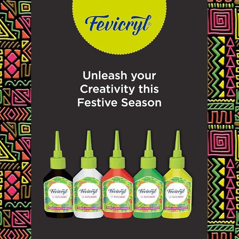 Fevicryl 3D Outliners Regular Kit 20ml x 5 | Fabric and Multi-Surface 3D Outliners Assorted Pack, Multi Colour | DIY Art & Craft | Ideal for Artists, Gifting in Saudi Arabia