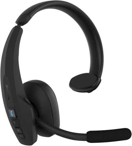 BlueParrott Pro B450 Mono Bluetooth Wireless Headphone 98% Noise Cancellation Over Head Trucker Headset with Mic and ANC, Premium Padding, Voice Control, 45 Hours of Battery, Black in Saudi Arabia