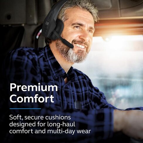 BlueParrott Pro B450 Mono Bluetooth Wireless Headphone 98% Noise Cancellation Over Head Trucker Headset with Mic and ANC, Premium Padding, Voice Control, 45 Hours of Battery, Black in Saudi Arabia