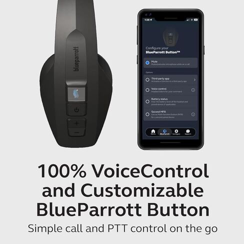 BlueParrott Pro B450 Mono Bluetooth Wireless Headphone 98% Noise Cancellation Over Head Trucker Headset with Mic and ANC, Premium Padding, Voice Control, 45 Hours of Battery, Black in Saudi Arabia