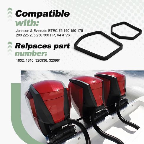 مجموعة سدادات غطاء العادم وغطاء علبة التروس الخارجية العلوية والسفلية المتوافقة مع Johnson Evinrude ETEC 75 140 150 175 200 225 235 250 300 HP V4 V6 Outboard Replace 1602 1610 320936 320961 in Kuwait