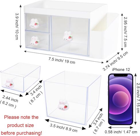 SAYEEC Desk Organizer with 3 Drawers and Pencil Pen holder, Multi-Functional Desktop Makeup Stationery Accessories Organizer, Desk Organization Storage Box Caddy for Office School Home Vanity Table in Kuwait