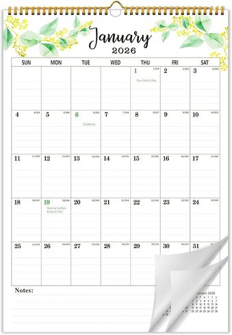 2026-2027 Wall Calendar, 18-Month Large Hanging Wall Calendar 2026-2027, Jan. 2026 - Jun. 2027, 12" x 17" Large Calendar 2026 with Twin-Wire Planner for Home & Office Organization, with Stickers in Saudi Arabia