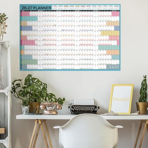 2026-2027 Yearly Wall Calendar - Calendar 2026-2027, Yearly Wall Calendar, July 2026 - June 2027, 23.1" x 34.6" (Open), Wall Calendar 12 Month, Julian Dates, Thick Paper, Round Stickers in Kuwait
