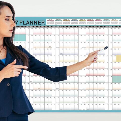 2026-2027 Yearly Wall Calendar - Calendar 2026-2027, Yearly Wall Calendar, July 2026 - June 2027, 23.1" x 34.6" (Open), Wall Calendar 12 Month, Julian Dates, Thick Paper, Round Stickers in Kuwait
