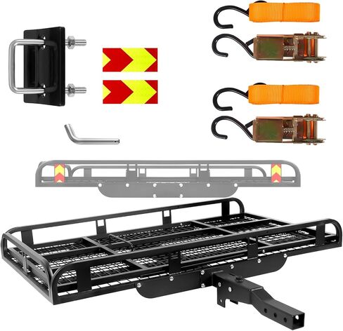 1250LBS Trailer Hitch Cargo Carrier with Ramp, 55 x 34 x 9 inch Alloy Steel Hitch Cargo Carrier, Foldable Hitch Mount Carrier, Mobility Scooter Carrier with 2" Receiver for Truck, SUV, Van in Kuwait