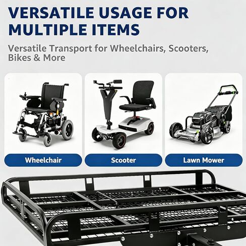 1250LBS Trailer Hitch Cargo Carrier with Ramp, 55 x 34 x 9 inch Alloy Steel Hitch Cargo Carrier, Foldable Hitch Mount Carrier, Mobility Scooter Carrier with 2" Receiver for Truck, SUV, Van in Kuwait