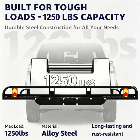 1250LBS Trailer Hitch Cargo Carrier with Ramp, 55 x 34 x 9 inch Alloy Steel Hitch Cargo Carrier, Foldable Hitch Mount Carrier, Mobility Scooter Carrier with 2" Receiver for Truck, SUV, Van in Kuwait