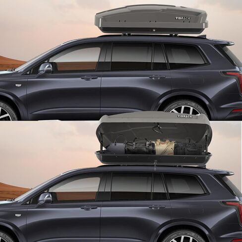 Hard Shell Roof Cargo Box 16 Cu Ft Large Rooftop Carrier with Security Lock 58.3 x 35.4 x 13 in ABS Durable Waterproof Roof Storage Box for Luggage Travel Fits Most Crossbars Tool-Free Install Gray in Kuwait
