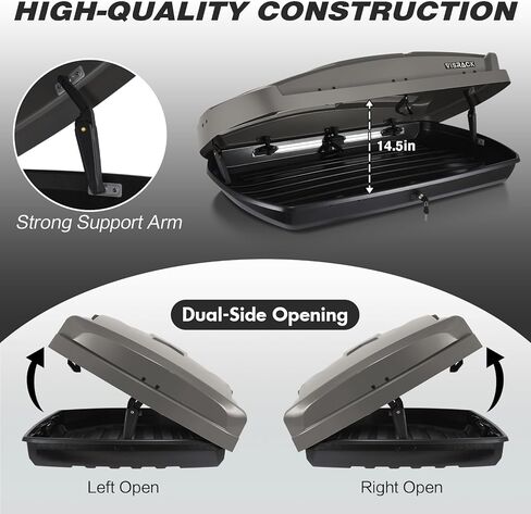 Hard Shell Roof Cargo Box 16 Cu Ft Large Rooftop Carrier with Security Lock 58.3 x 35.4 x 13 in ABS Durable Waterproof Roof Storage Box for Luggage Travel Fits Most Crossbars Tool-Free Install Gray in Kuwait
