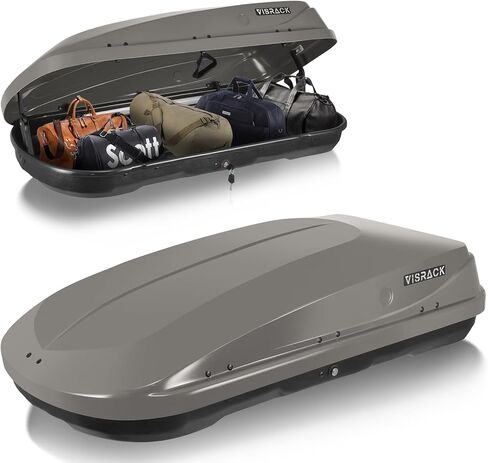 Hard Shell Roof Cargo Box 16 Cu Ft Large Rooftop Carrier with Security Lock 58.3 x 35.4 x 13 in ABS Durable Waterproof Roof Storage Box for Luggage Travel Fits Most Crossbars Tool-Free Install Gray in Kuwait