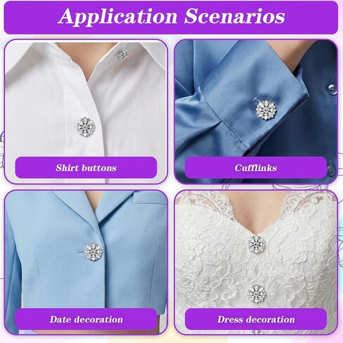 6Pcs Button Covers for Women Blouses Buttons Cover Silver Snap on Rhinestone Crystal Flower Rhinestone Button Covers Floral Design for Clothing Dress Shirt Formal Attire Coats in Saudi Arabia