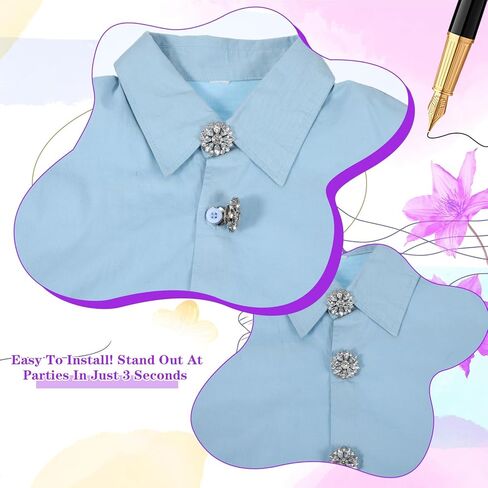 6Pcs Button Covers for Women Blouses Buttons Cover Silver Snap on Rhinestone Crystal Flower Rhinestone Button Covers Floral Design for Clothing Dress Shirt Formal Attire Coats in Saudi Arabia