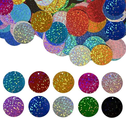 500 Pcs 10 Colors Round Large Sequins, 30mm Iridescent Loose Sequin Paillettes for DIY Craft Wedding Birthday Party in Saudi Arabia