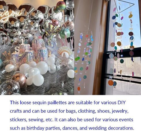500 Pcs 10 Colors Round Large Sequins, 30mm Iridescent Loose Sequin Paillettes for DIY Craft Wedding Birthday Party in Saudi Arabia