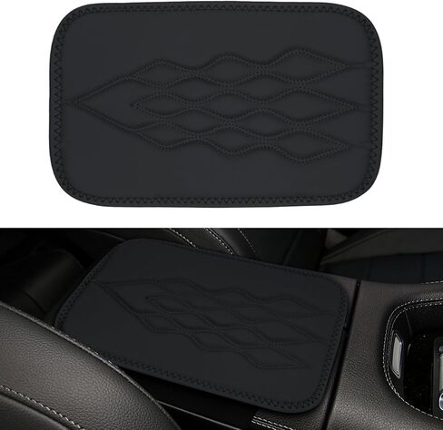 wuyaoyao Car Center Console Cover, 12.6"×7.87" Leather Armrest Cover for Cars, Stylish Middle Console Covers, Auto Armrest Cushion Pad, Universal Vehicle Arm Rest Protector, Car Accessories (Black) in Kuwait
