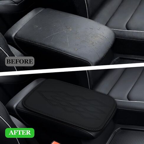 wuyaoyao Car Center Console Cover, 12.6"×7.87" Leather Armrest Cover for Cars, Stylish Middle Console Covers, Auto Armrest Cushion Pad, Universal Vehicle Arm Rest Protector, Car Accessories (Black) in Kuwait