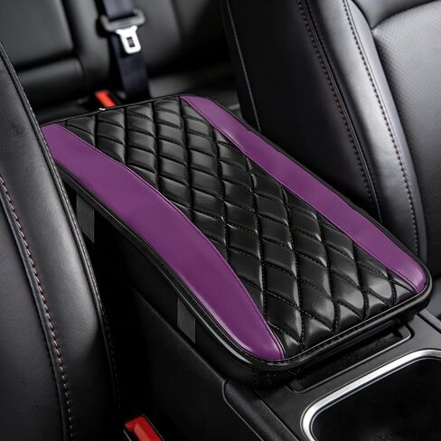 Car Center Console Cushion Pad, Arm Rest Covers, 12.6"×7.5" Leather Waterproof Auto Armrest Seat Box Protector, Auto Comfortable Center Console Cover Universal for Most Vehicles (Purple) in Kuwait
