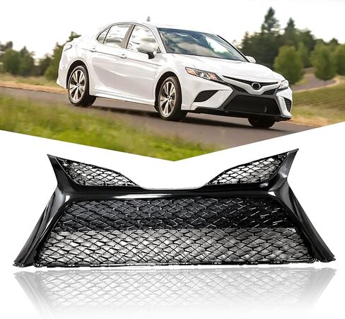Front Bumper Lower Grille Camry Glossy Black Grill Direct Insert Replacement Compatible With 2018-2020 Toyota Camry SE Sedan 4-Door TO1036185 / 5310206520 in Kuwait